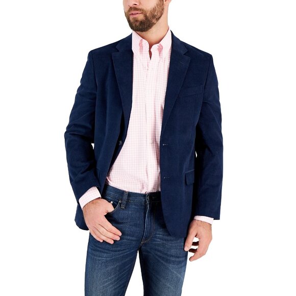 Nautica Men's Modern-Fit Active Stretch Corduroy Sport Coat Blue B4HP $295
